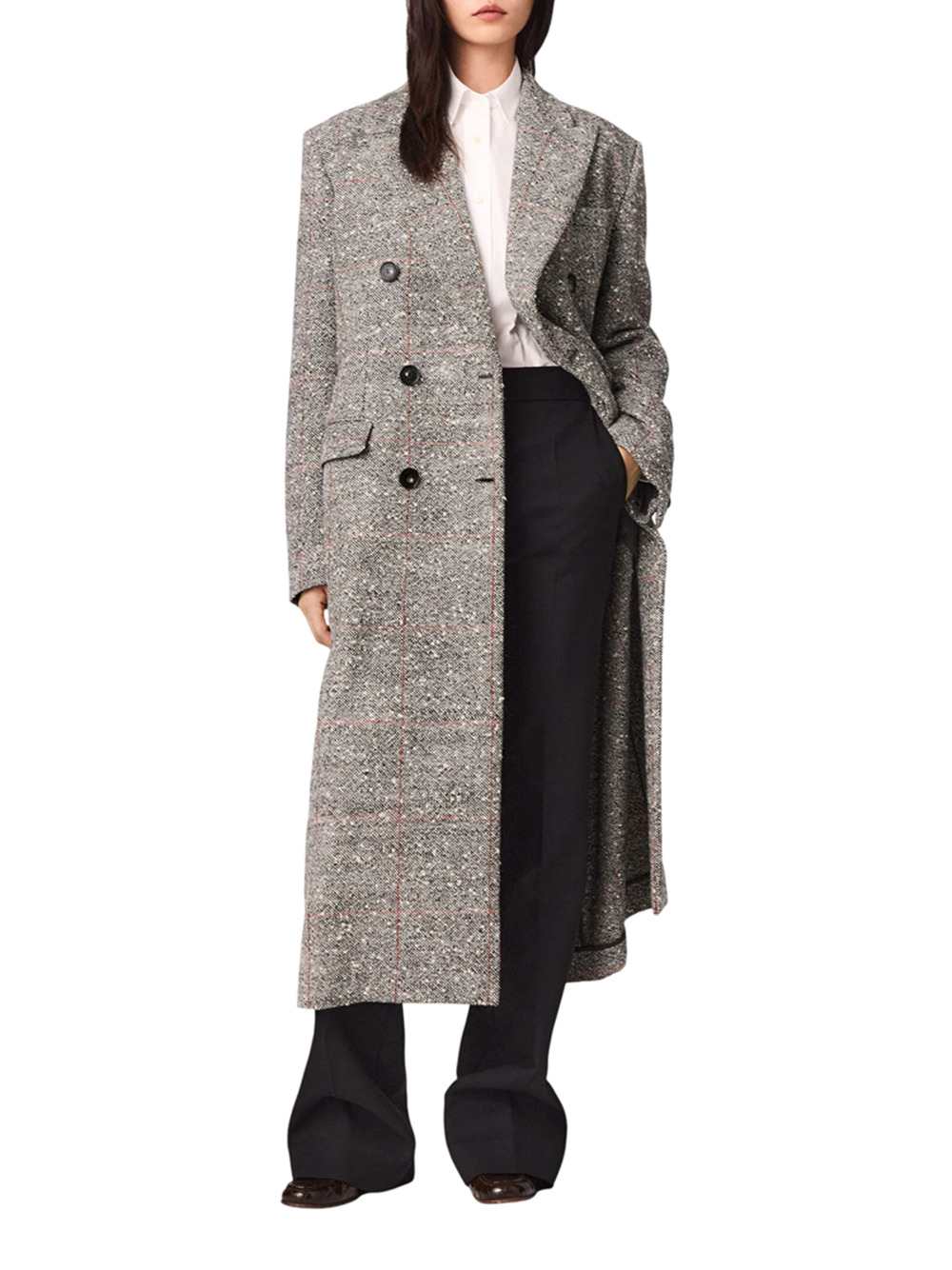 Stella Mccartney Women Double-Breasted Coat In Speckled Wool