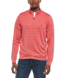 Tailorbyrd Yarn Dye Stripe Performance Quarter Zip Red