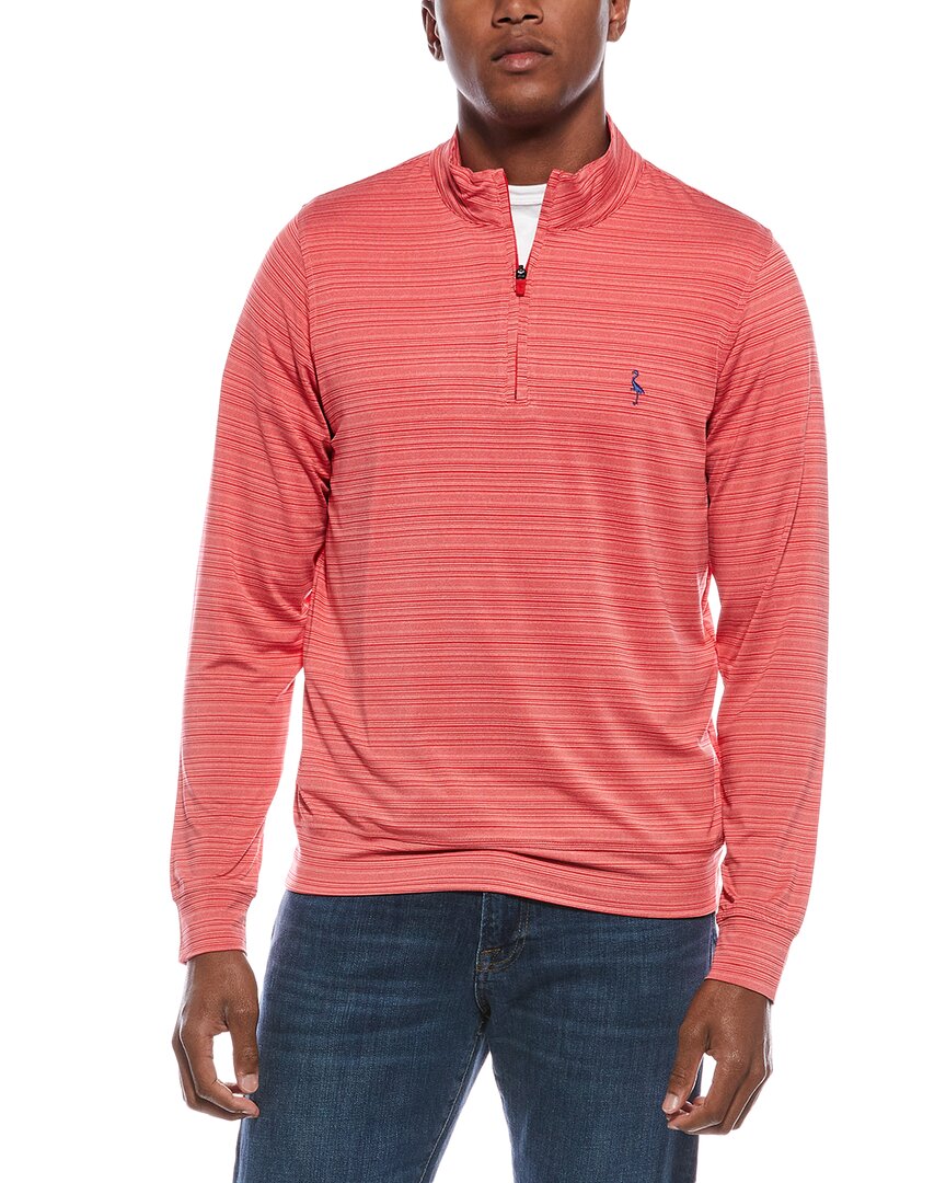 Tailorbyrd Yarn Dye Stripe Performance Quarter Zip Red