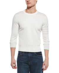 Thom Browne Merino 4 Bar Wool & Linen-Blend Crewneck Sweater