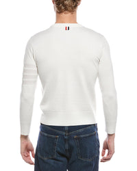 Thom Browne Merino 4 Bar Wool & Linen-Blend Crewneck Sweater
