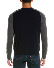 Autumn Cashmere Colorblocked Saddle Wool & Cashmere-Blend Crewneck Sweater