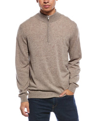 Brodie Cashmere Classic Wool & Cashmere-Blend 1/4-Zip Mock Sweater