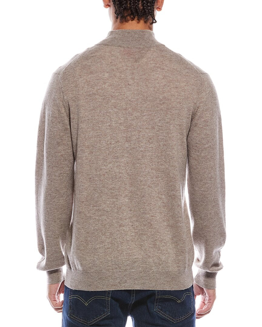 Brodie Cashmere Classic Wool & Cashmere-Blend 1/4-Zip Mock Sweater