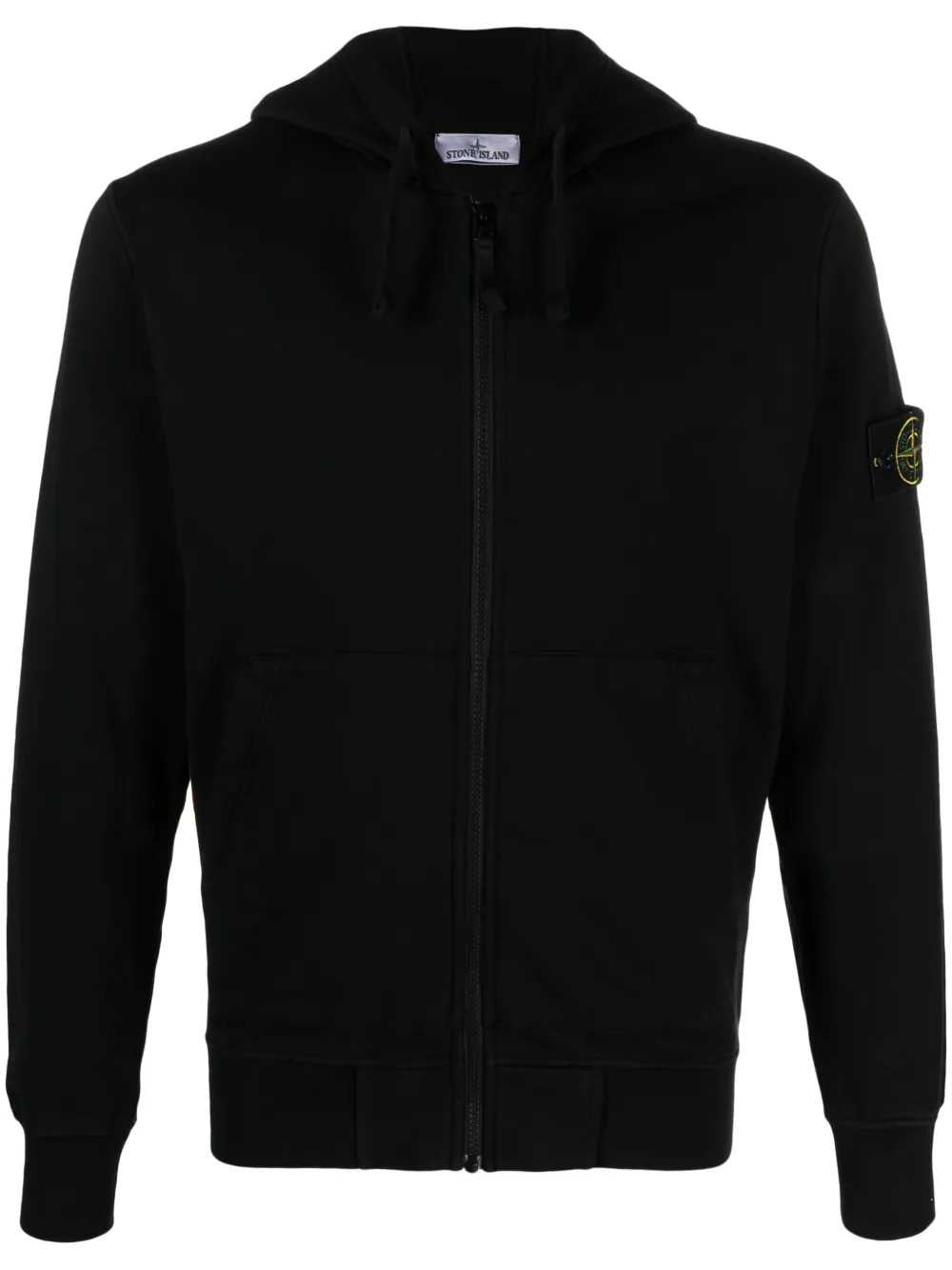 Stone Island Men Zip-Up Hoodie With Brand Logo Patch.