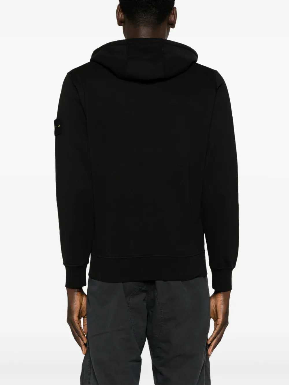 Stone Island Men Zip-Up Hoodie With Brand Logo Patch.