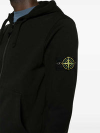 Stone Island Men Zip-Up Hoodie With Brand Logo Patch.