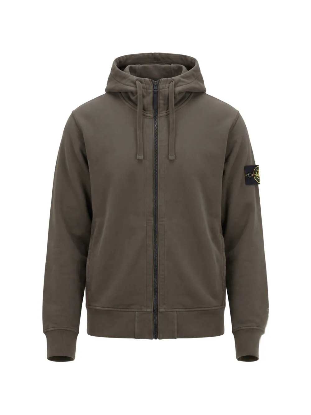 STONE ISLAND Stone Island Men Oversized Organic Cotton Fleece Zip-Up Hoodie With Pockets