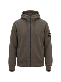 STONE ISLAND Stone Island Men Oversized Organic Cotton Fleece Zip-Up Hoodie With Pockets