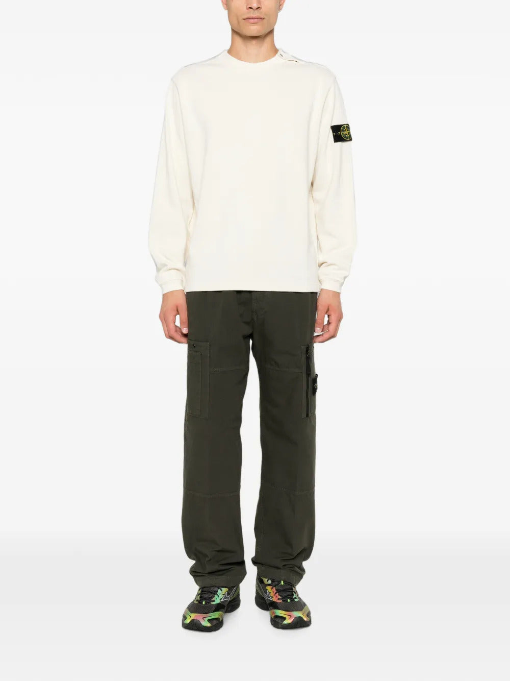 STONE ISLAND Stone Island Men Button-Detail Sweater With Logo Patch On The Shoulder