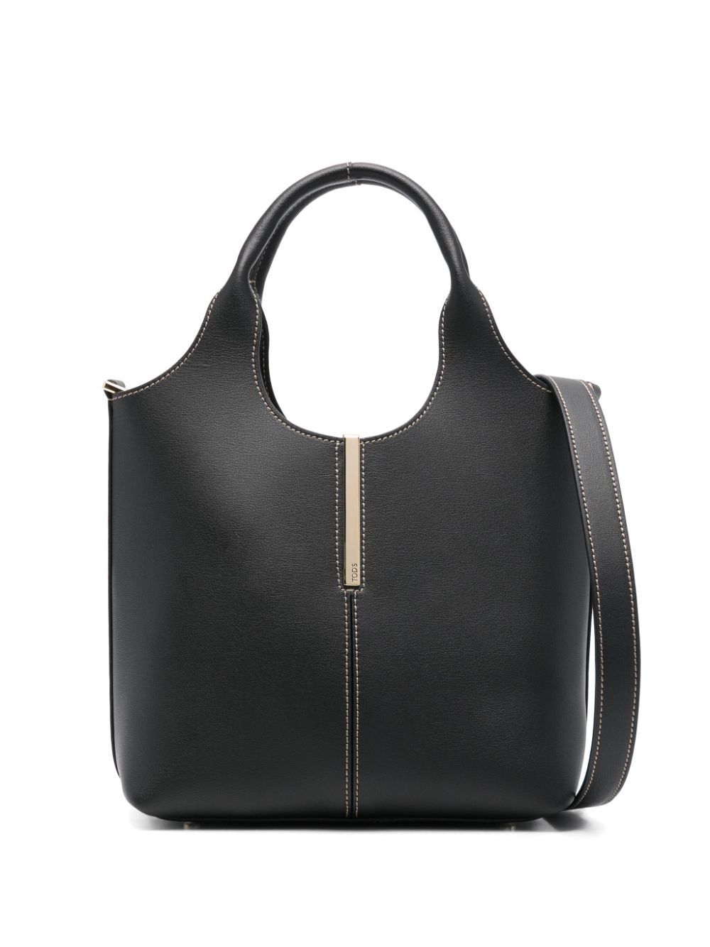 TOD`S Leather Mini Tote Bag With Branded Metal Bar Accessory Women