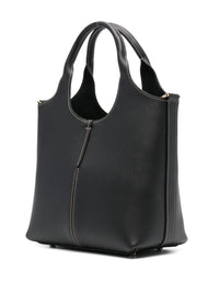 TOD`S Leather Mini Tote Bag With Branded Metal Bar Accessory Women