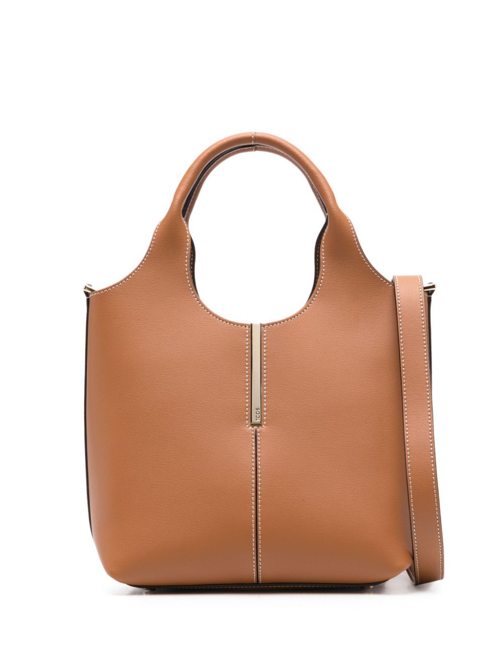 Leather Mini Tote Bag With Branded Metal Bar Accessory Women