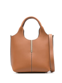 Leather Mini Tote Bag With Branded Metal Bar Accessory Women