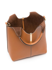 Leather Mini Tote Bag With Branded Metal Bar Accessory Women