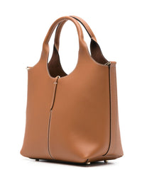 Leather Mini Tote Bag With Branded Metal Bar Accessory Women