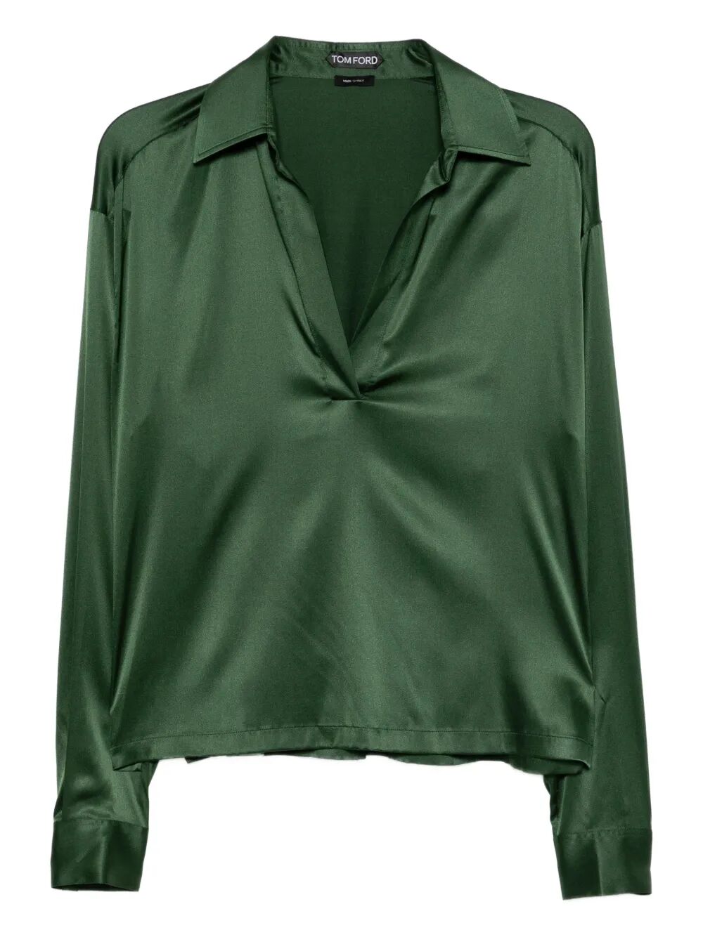 TOM FORD Stretch Silk Satin Polo With Tonal Tf Embroidered Logo Women