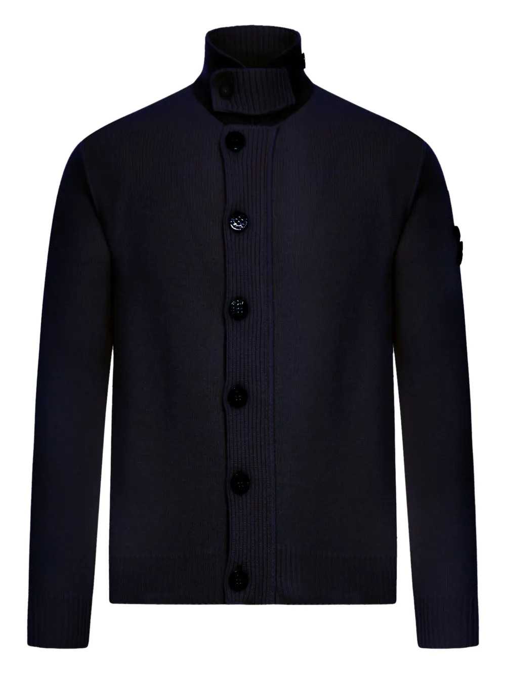 Stone Island Men High-Neck Wool Cardigan