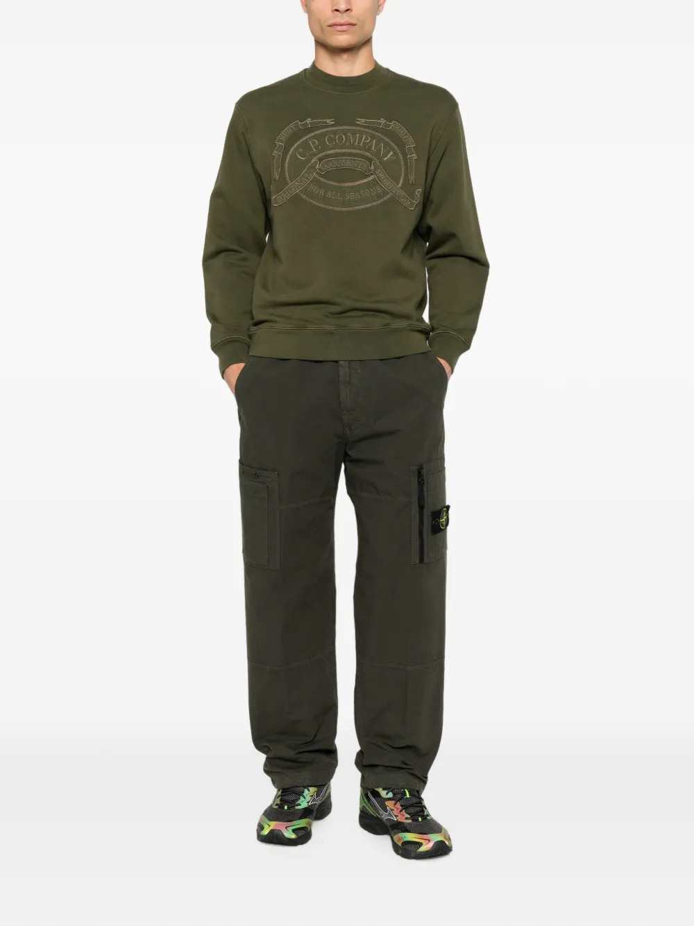 Stone Island Men Pantaloni Cargo Con Patch Logo