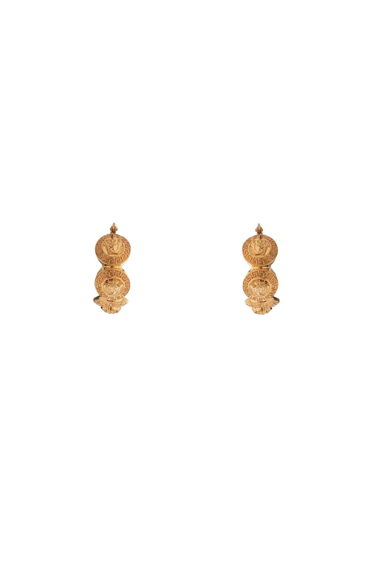 Versace Women's Geometric Metal Hoop Earrings Tribute Gold