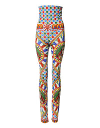 Dolce & Gabbana Multicolor Carretto Leggings High Waist Women's Pants