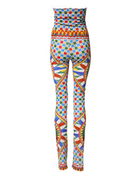Dolce & Gabbana Multicolor Carretto Leggings High Waist Women's Pants