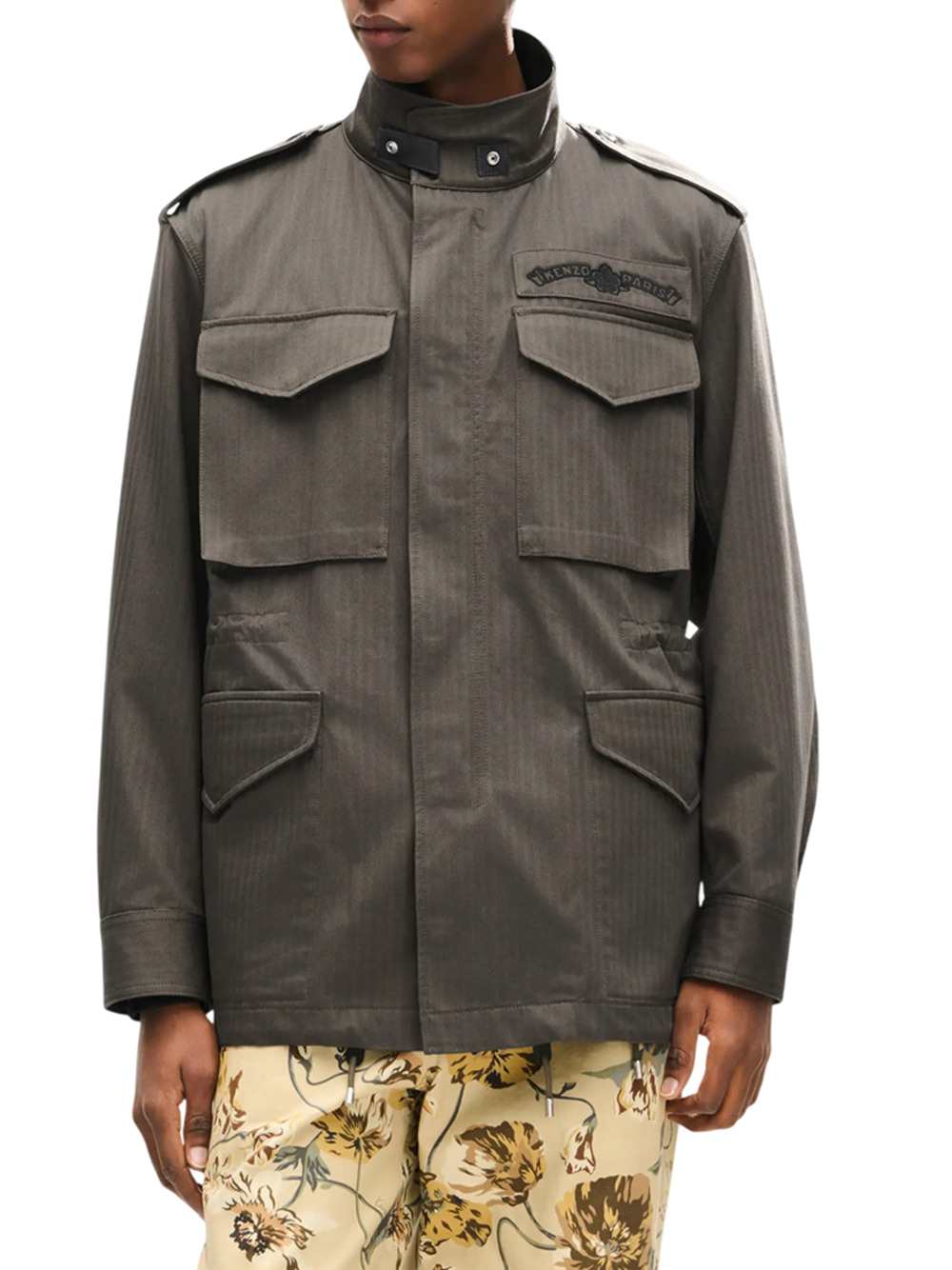 Kenzo Men `Kenzo Paris Emblem` Cotton Herringbone Military Jacket