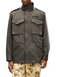 Kenzo Men `Kenzo Paris Emblem` Cotton Herringbone Military Jacket