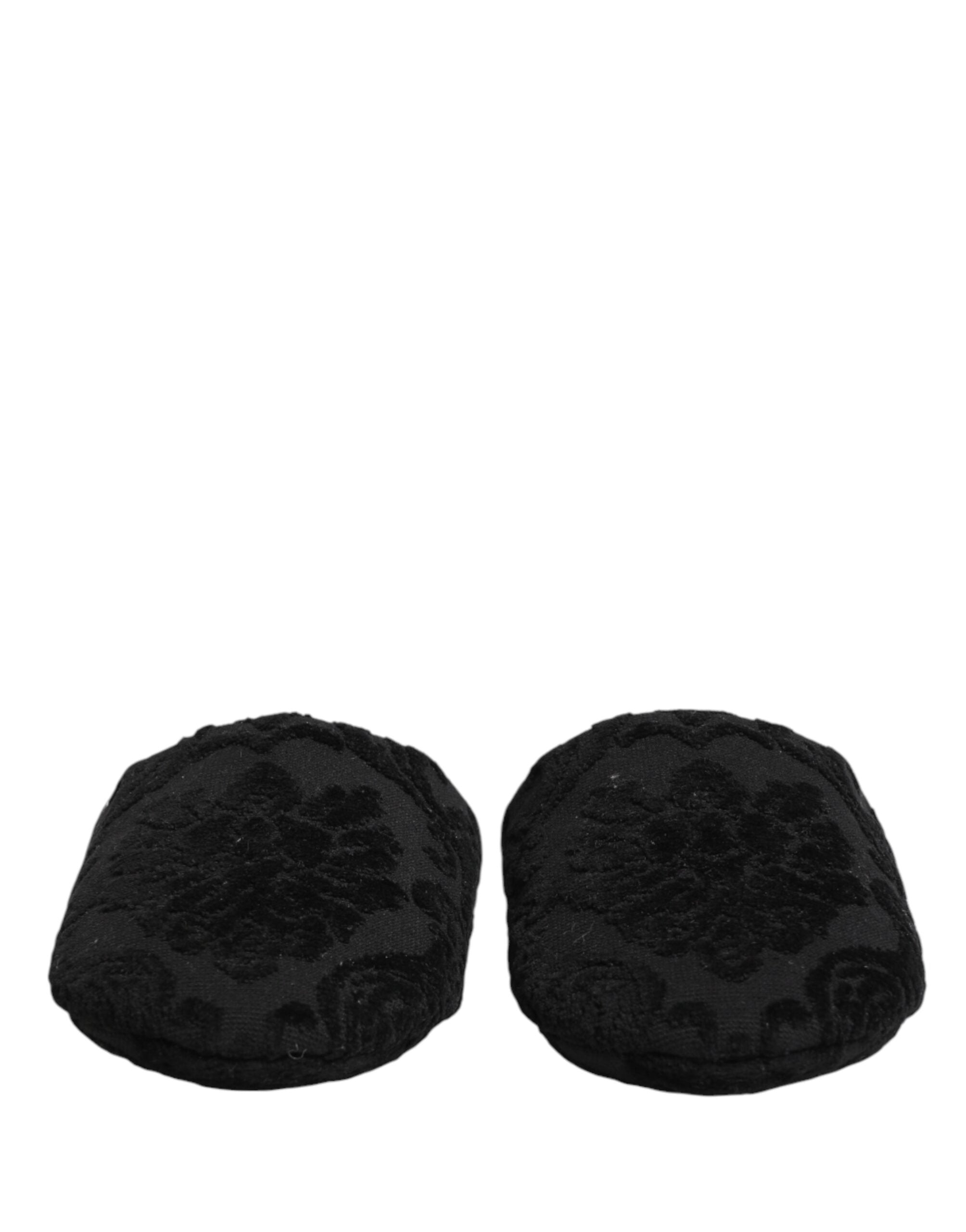 Dolce & Gabbana Dolce & Gabbana Black Logo Embroidered Slippers Flats Men's Shoes
