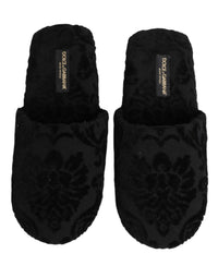 Dolce & Gabbana Dolce & Gabbana Black Logo Embroidered Slippers Flats Men's Shoes
