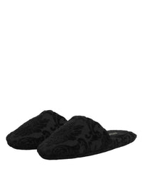 Dolce & Gabbana Dolce & Gabbana Black Logo Embroidered Slippers Flats Men's Shoes