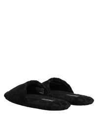 Dolce & Gabbana Dolce & Gabbana Black Logo Embroidered Slippers Flats Men's Shoes