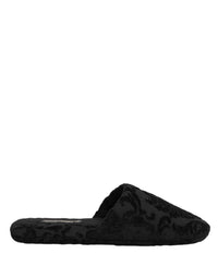 Dolce & Gabbana Dolce & Gabbana Black Logo Embroidered Slippers Flats Men's Shoes