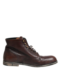 Dolce & Gabbana Brown Lace Up Short Ankle Boots Men Men's Shoes