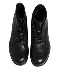 Dolce & Gabbana Black Lace Up Short Ankle Boots Men Men's Shoes