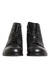 Dolce & Gabbana Black Lace Up Short Ankle Boots Men Men's Shoes