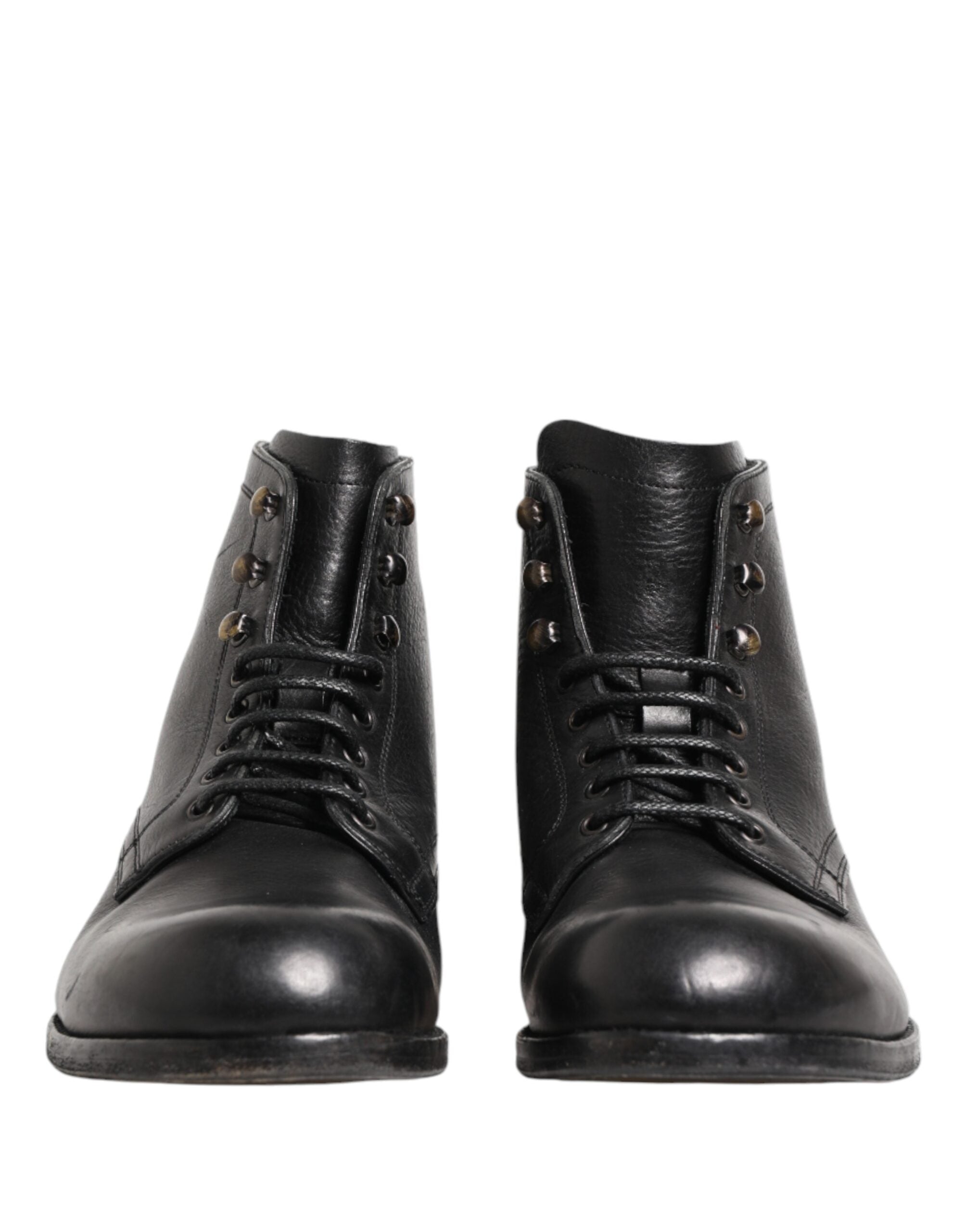 Dolce & Gabbana Black Lace Up Short Ankle Boots Men Men's Shoes