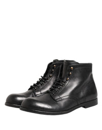 Dolce & Gabbana Black Lace Up Short Ankle Boots Men Men's Shoes