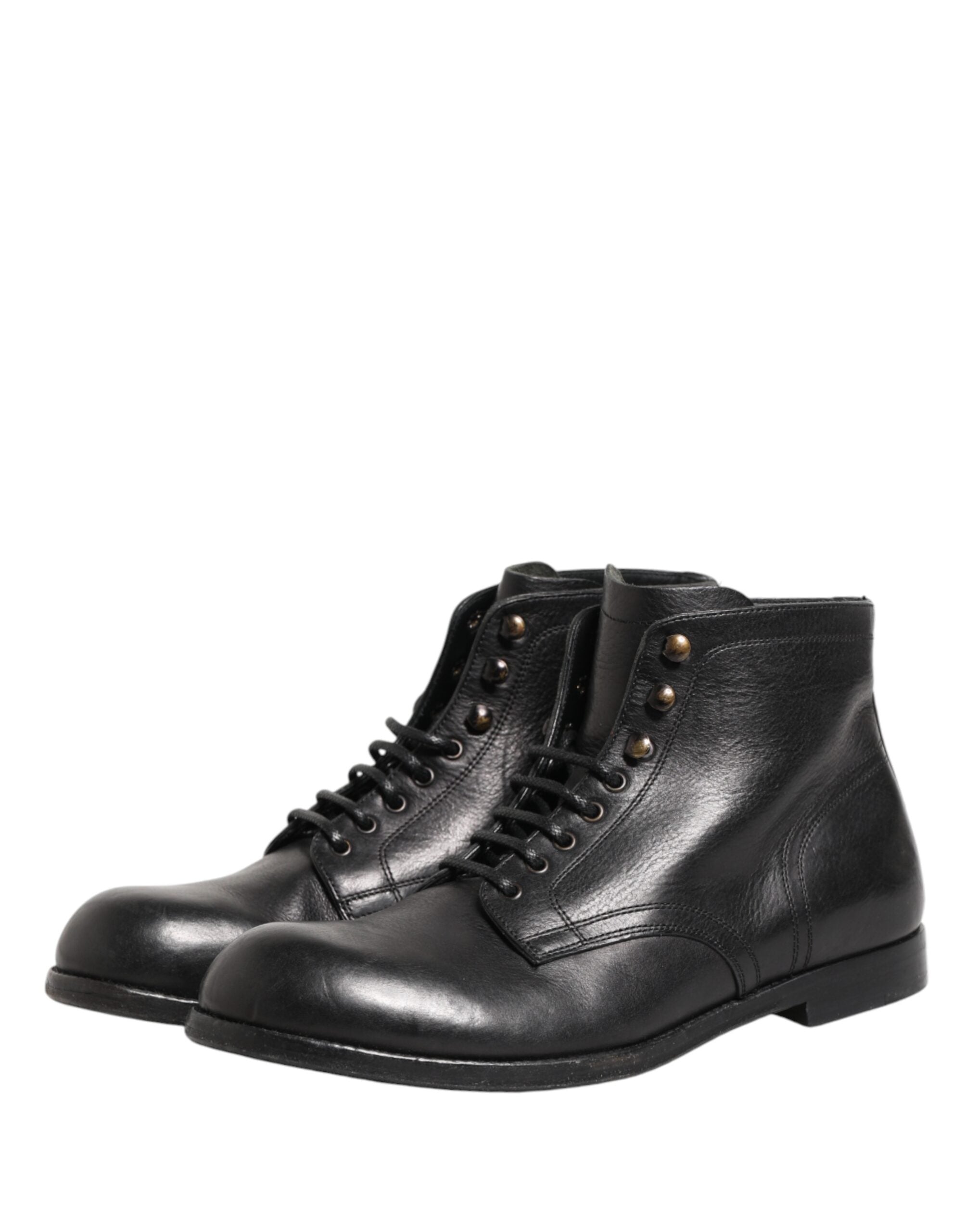 Dolce & Gabbana Black Lace Up Short Ankle Boots Men Men's Shoes