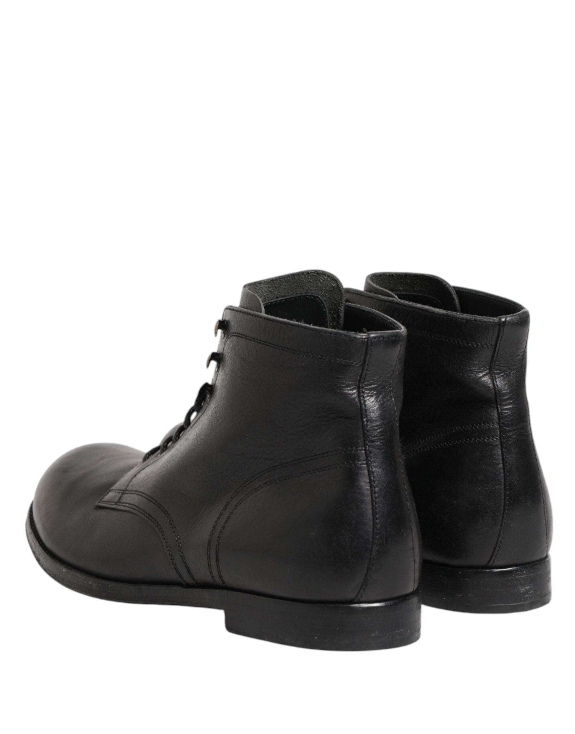 Dolce & Gabbana Black Lace Up Short Ankle Boots Men Men's Shoes