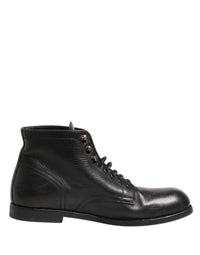 Dolce & Gabbana Black Lace Up Short Ankle Boots Men Men's Shoes