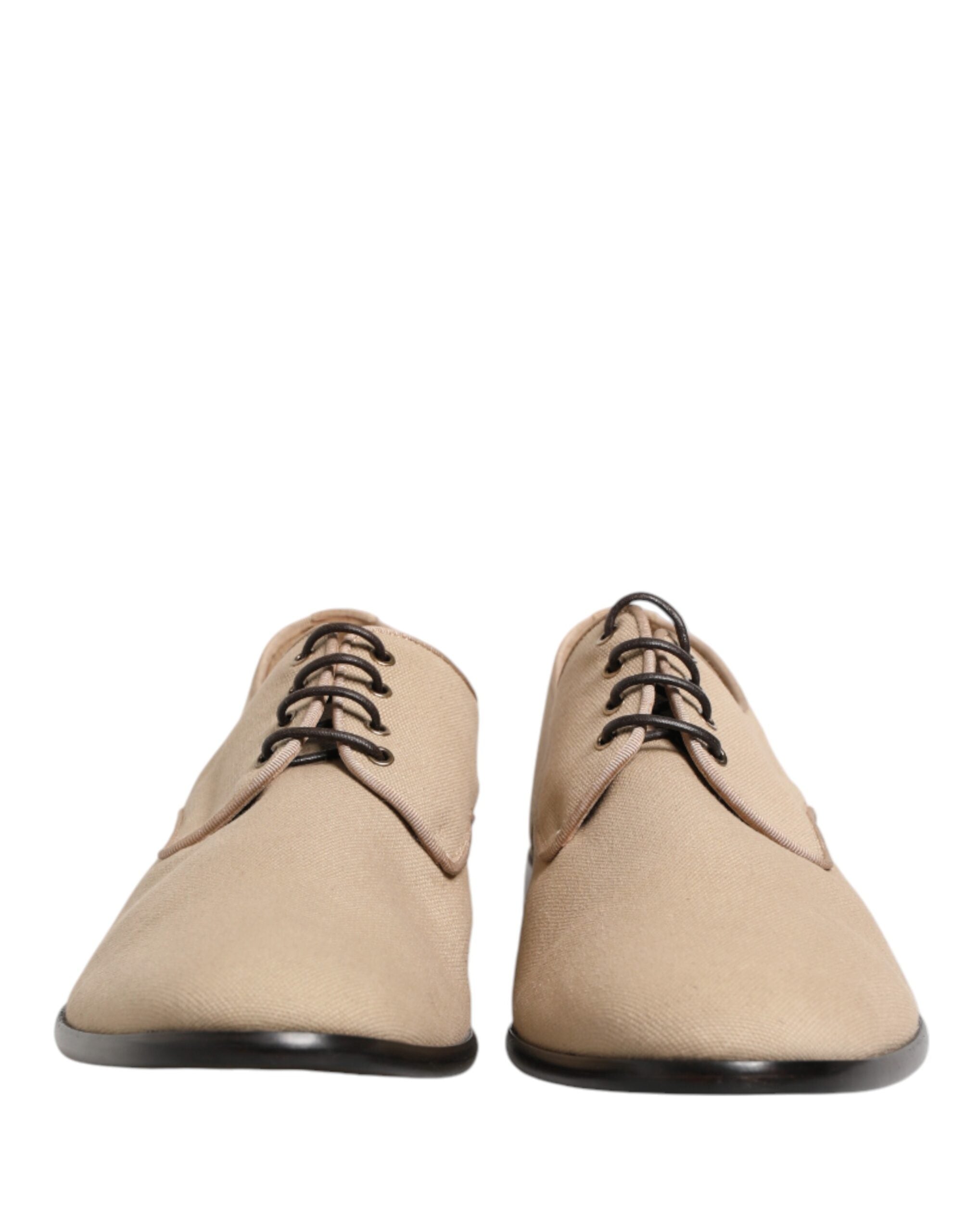 Dolce & Gabbana Dolce & Gabbana Beige Canvas Derby Lace Up Dress Men Men's Shoes