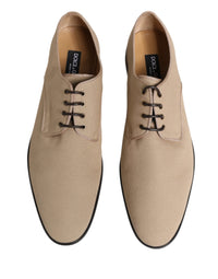 Dolce & Gabbana Dolce & Gabbana Beige Canvas Derby Lace Up Dress Men Men's Shoes