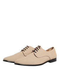 Dolce & Gabbana Dolce & Gabbana Beige Canvas Derby Lace Up Dress Men Men's Shoes