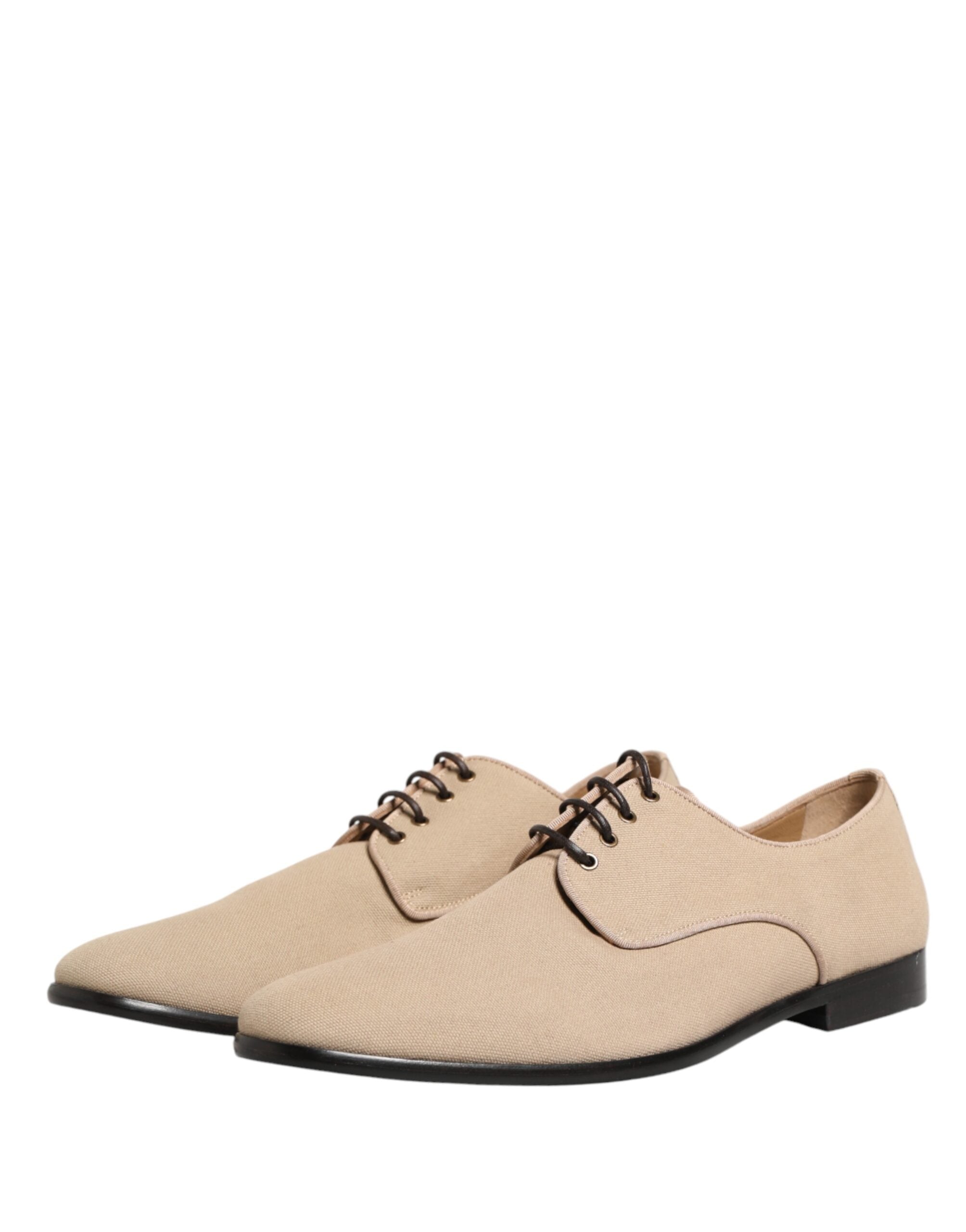 Dolce & Gabbana Dolce & Gabbana Beige Canvas Derby Lace Up Dress Men Men's Shoes