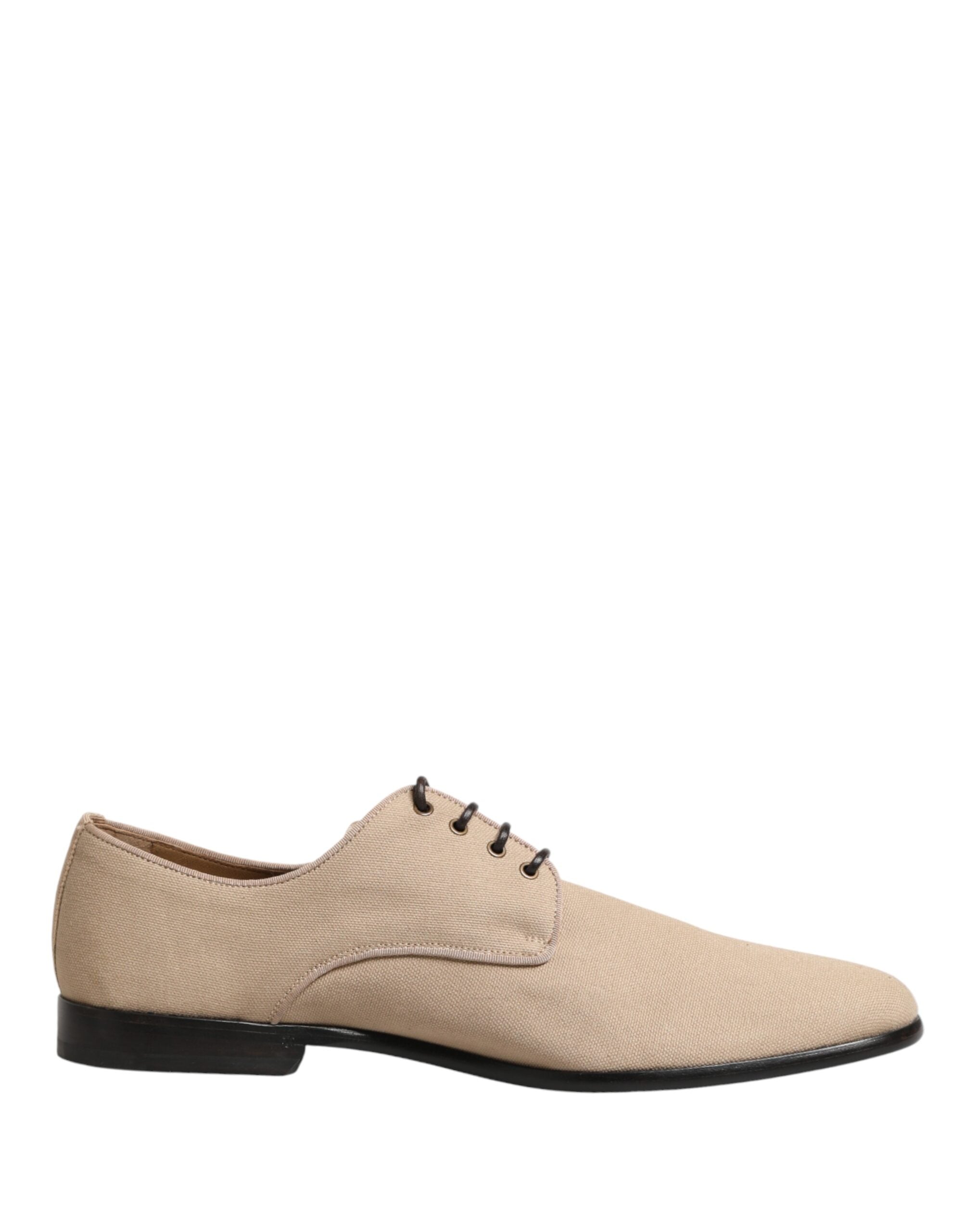 Dolce & Gabbana Dolce & Gabbana Beige Canvas Derby Lace Up Dress Men Men's Shoes