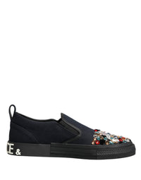 Dolce & Gabbana Blue Canvas Embellished Slip On Men Sneakers Men's Shoes