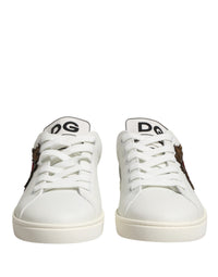 Dolce & Gabbana Dolce & Gabbana White Leather Sacred Heart Patch Sneakers Men's Shoes
