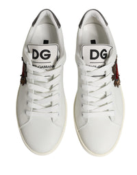 Dolce & Gabbana Dolce & Gabbana White Leather Sacred Heart Patch Sneakers Men's Shoes