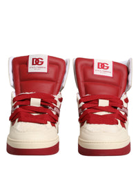 Dolce & Gabbana White Red Custom 2.Zero High Top Men Sneakers Men's Shoes